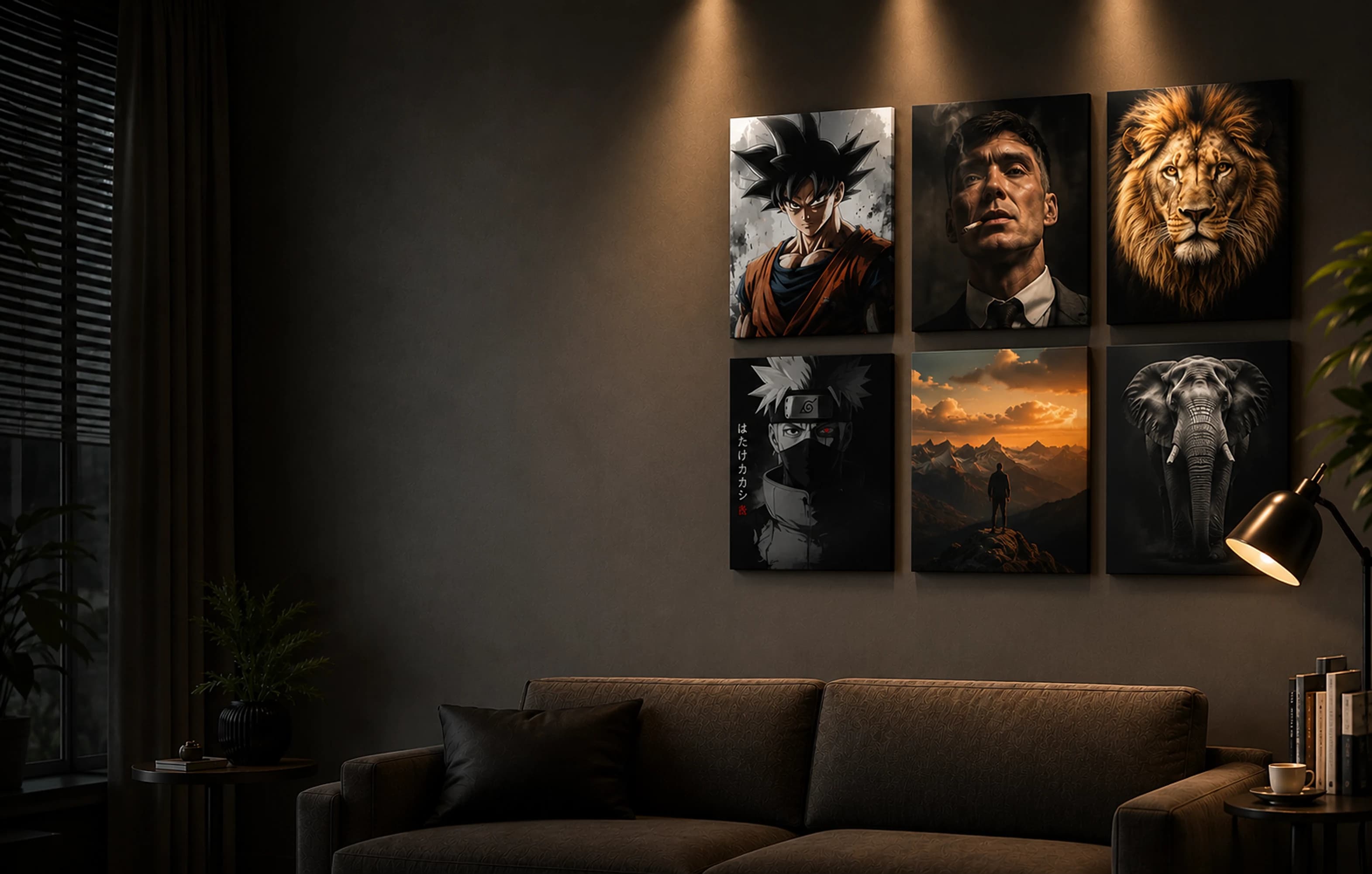 Metal Mural metal art prints displayed on a living room wall