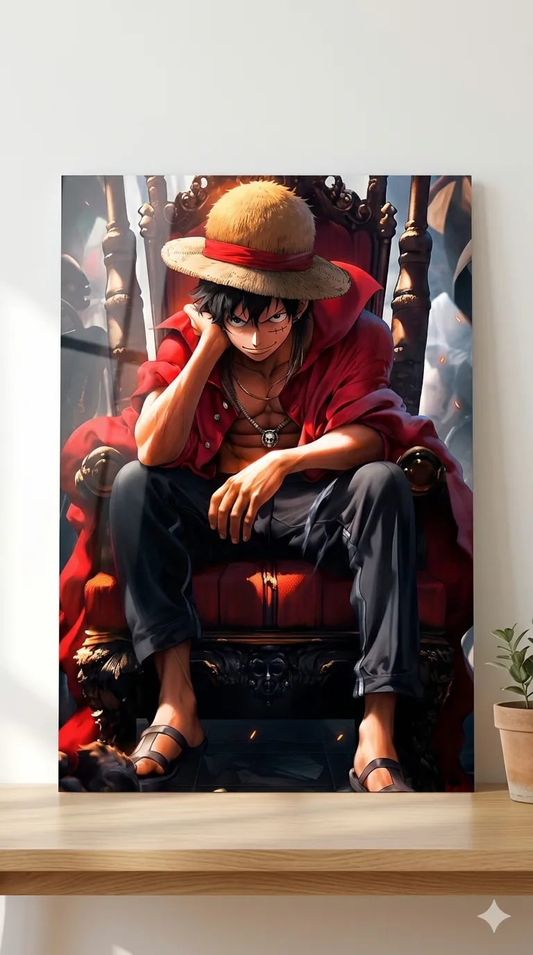 Luffy Throne Metallic Wall Art Print – Anime Decor — Anime metal print wall art on aluminium