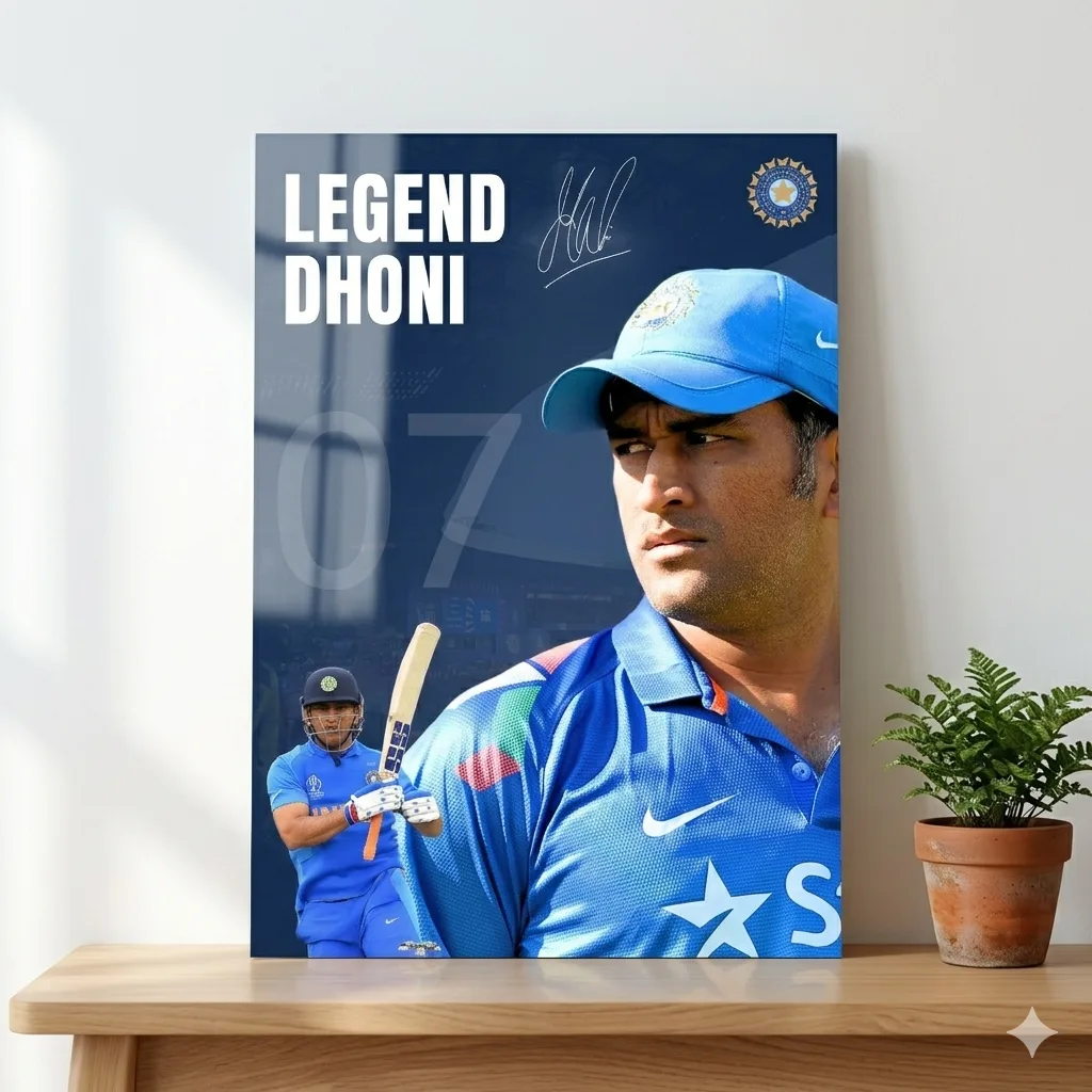 Legend Dhoni 07 Metal Wall Art – Premium Cricket Poster — Cricket metal print wall art on aluminium