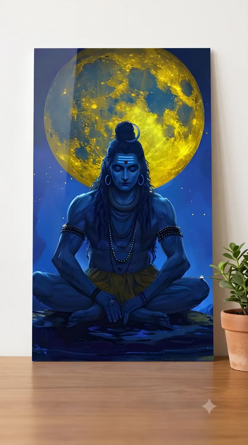 Meditating Lord Shiva Metallic Wall Art — Religious metal print wall art India