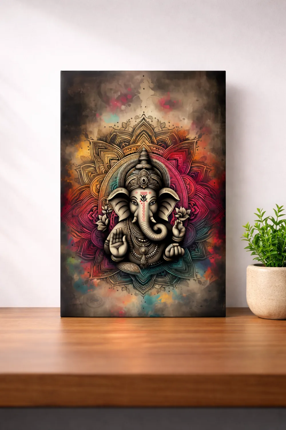 Sacred Harmony – Lord Ganesha Mandala Premium Metal Wall Art — Religious metal print wall art on aluminium