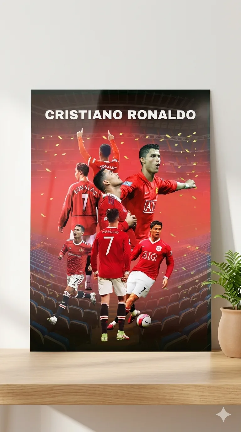 Cristiano Ronaldo Legacy Metallic Wall Art Print — Football metal print wall art India
