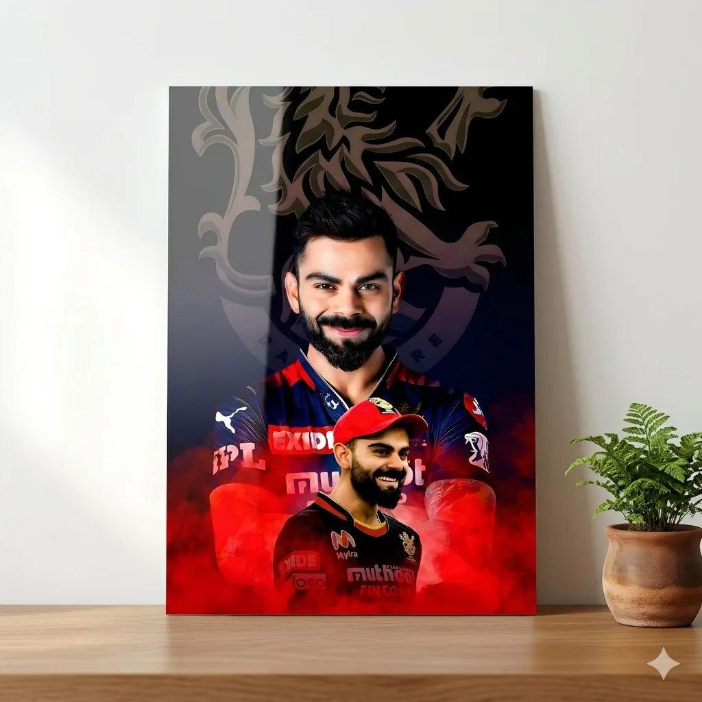 Virat Kohli RCB Metal Wall Art – Premium Royal Challengers Bangalore Poster — Cricket metal print wall art on aluminium