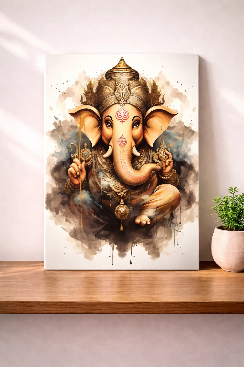 Divine Ganesha Aura – Sacred Blessings Premium Metal Art — Religious metal print wall art on aluminium