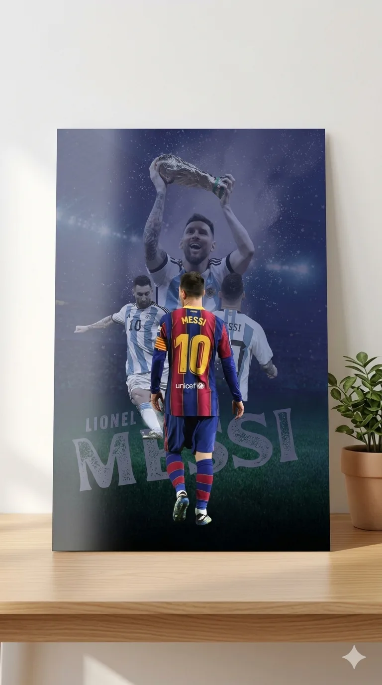 Lionel Messi Legacy Metallic Wall Art Print – Decor — Football metal print wall art India