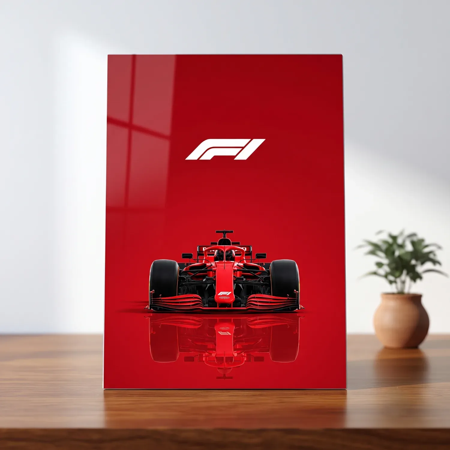 Red Formula 1 Metallic Wall Art Print for Racing Fans — Cars metal print wall art India