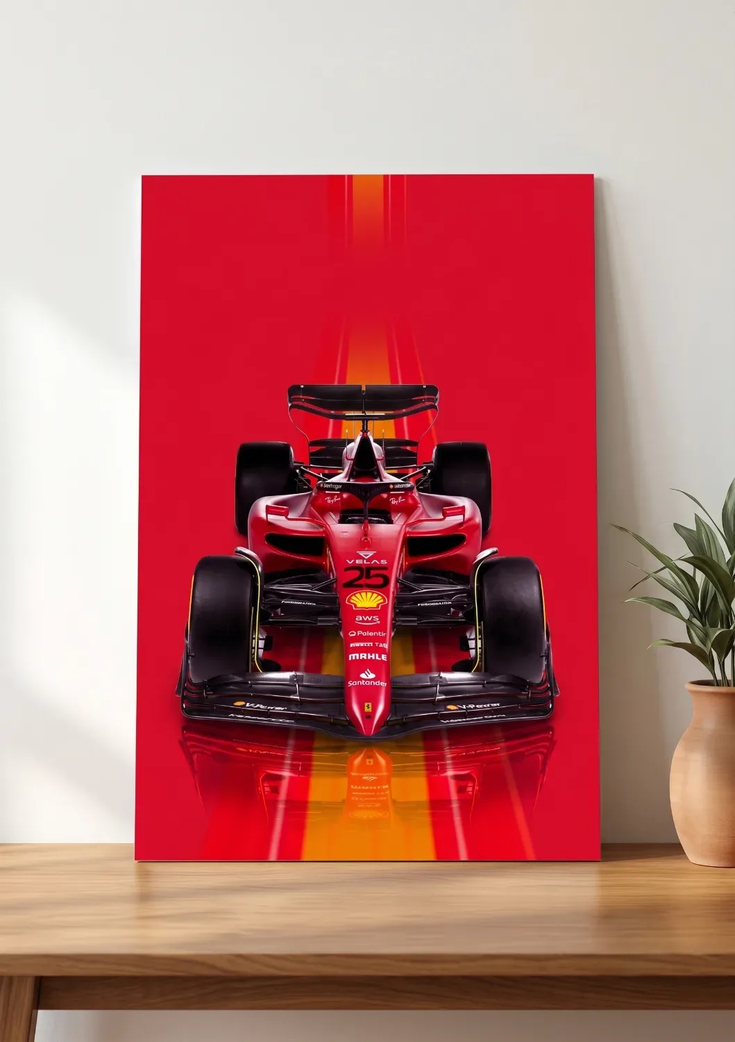 Red F1 Racing Car Metal Poster | Motorsport Room Decor — Cars metal print wall art India