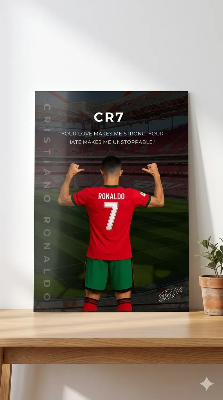 Cristiano Ronaldo CR7 Metallic Wall Art Print Decor — Football metal print wall art on aluminium