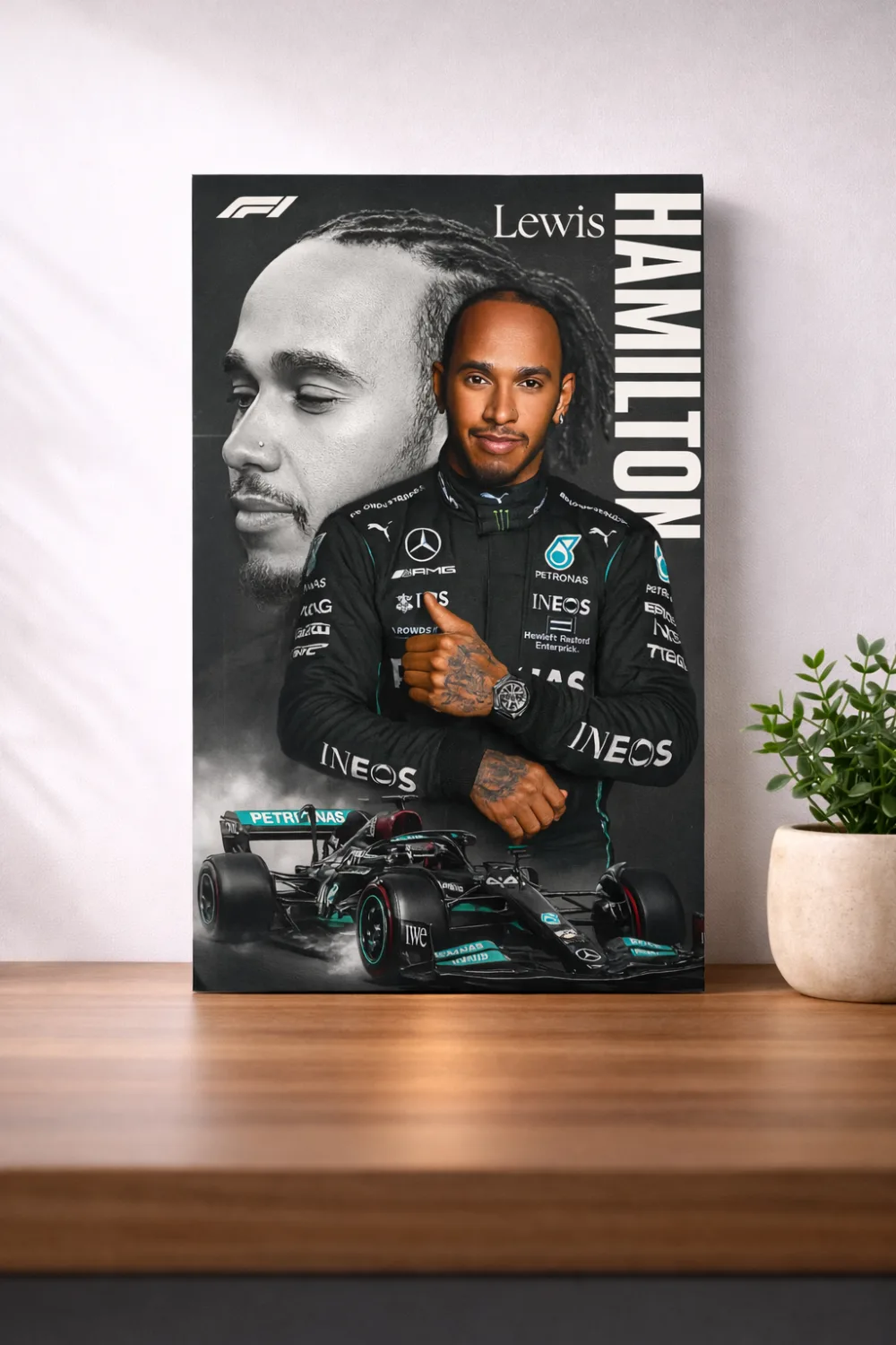 Lewis Hamilton Mercedes F1 Legend Racing Wall Art — Cars metal print wall art on aluminium
