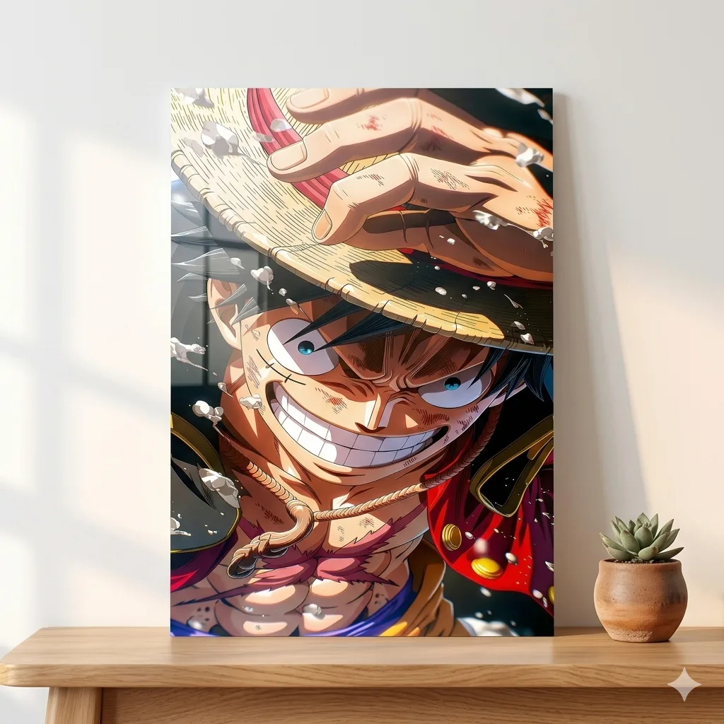 Monkey D. Luffy Fierce Anime Wall Art – One Piece Epic Portrait — Anime metal print wall art on aluminium