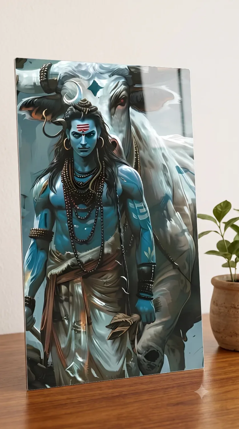 Lord Shiva Mahadev Metallic Wall Art — Religious metal print wall art India