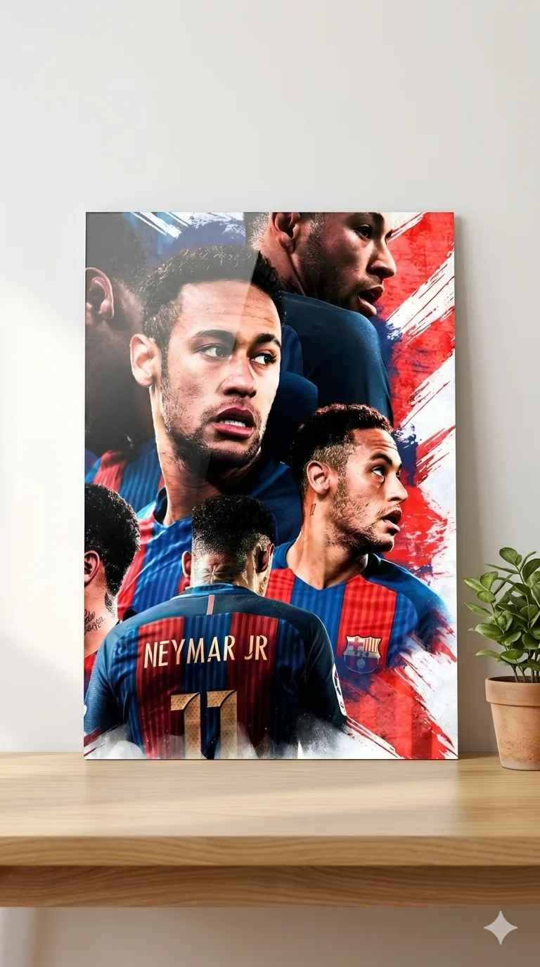 Neymar Jr Barcelona Metallic Wall Art Print – Decor — Football metal print wall art on aluminium