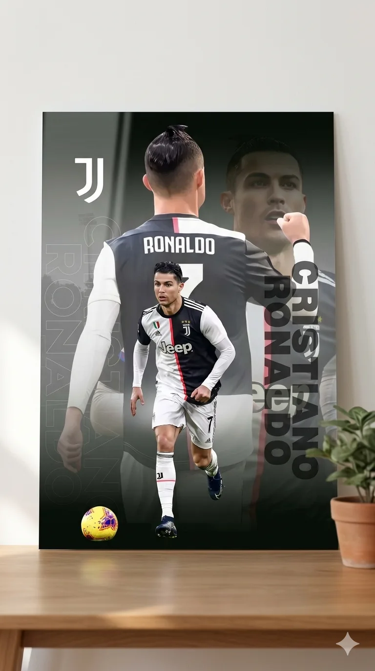 Cristiano Ronaldo Metallic Wall Art Print – Football Decor — Football metal print wall art India