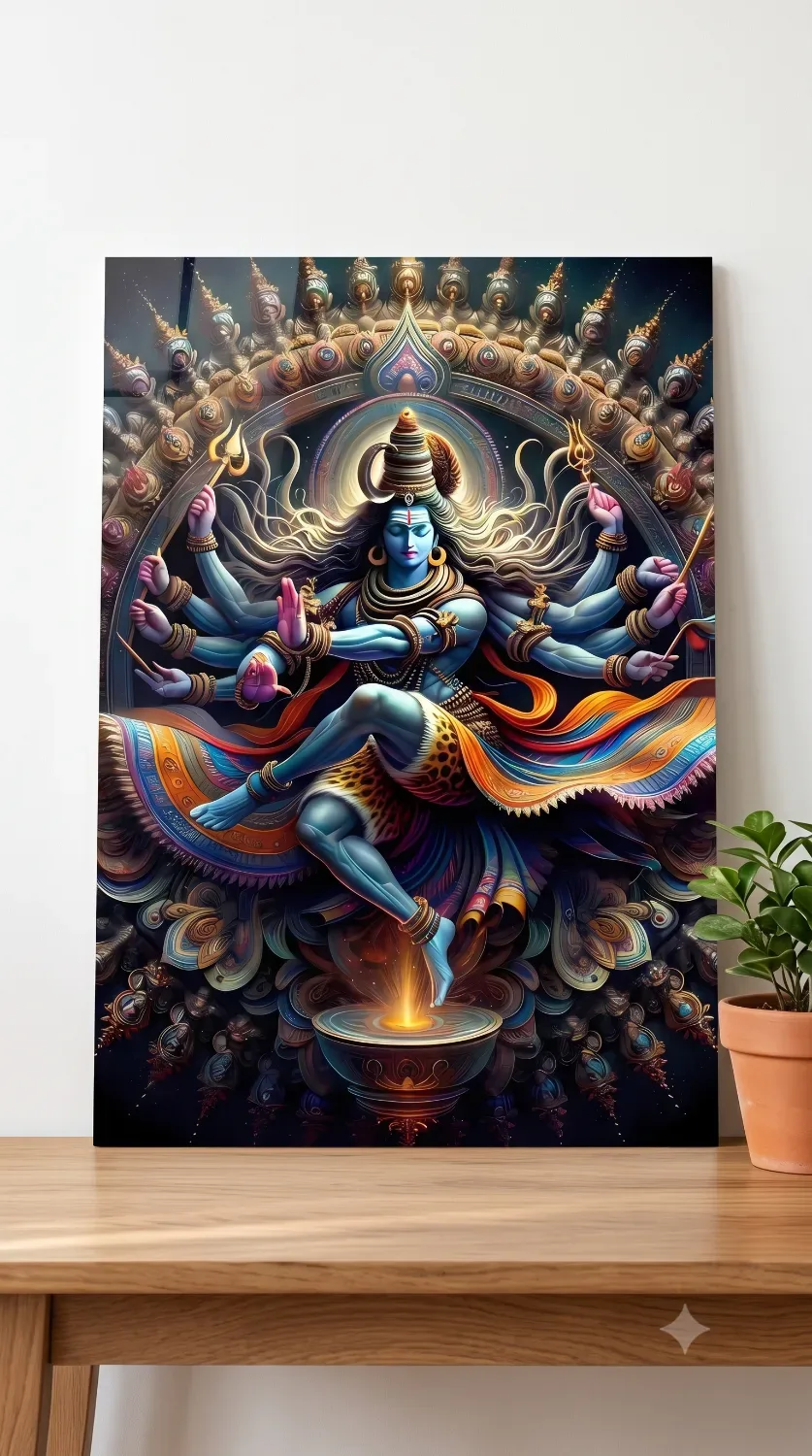 Nataraja Shiva Metallic Wall Art — Religious metal print wall art India
