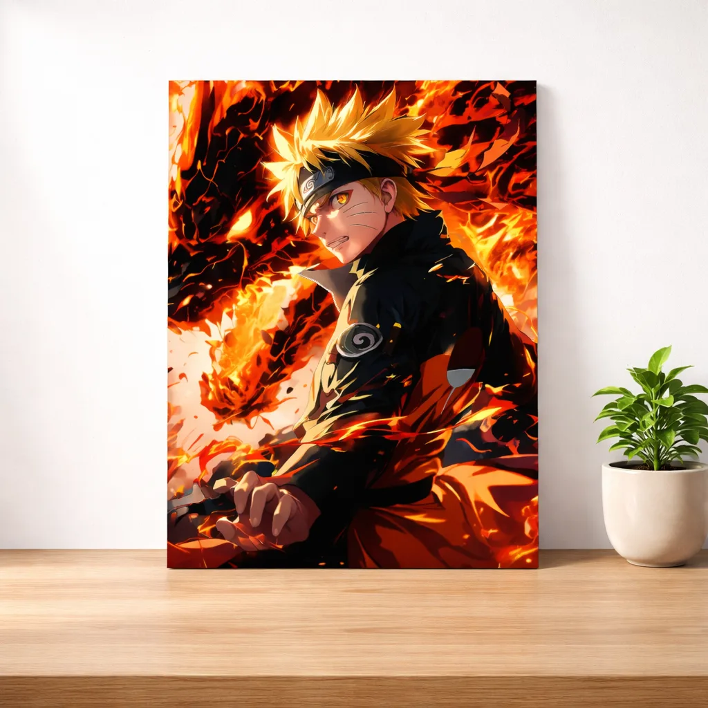 Naruto Fire Aura Metal Wall Art – Premium Glossy Anime — Anime metal print wall art India