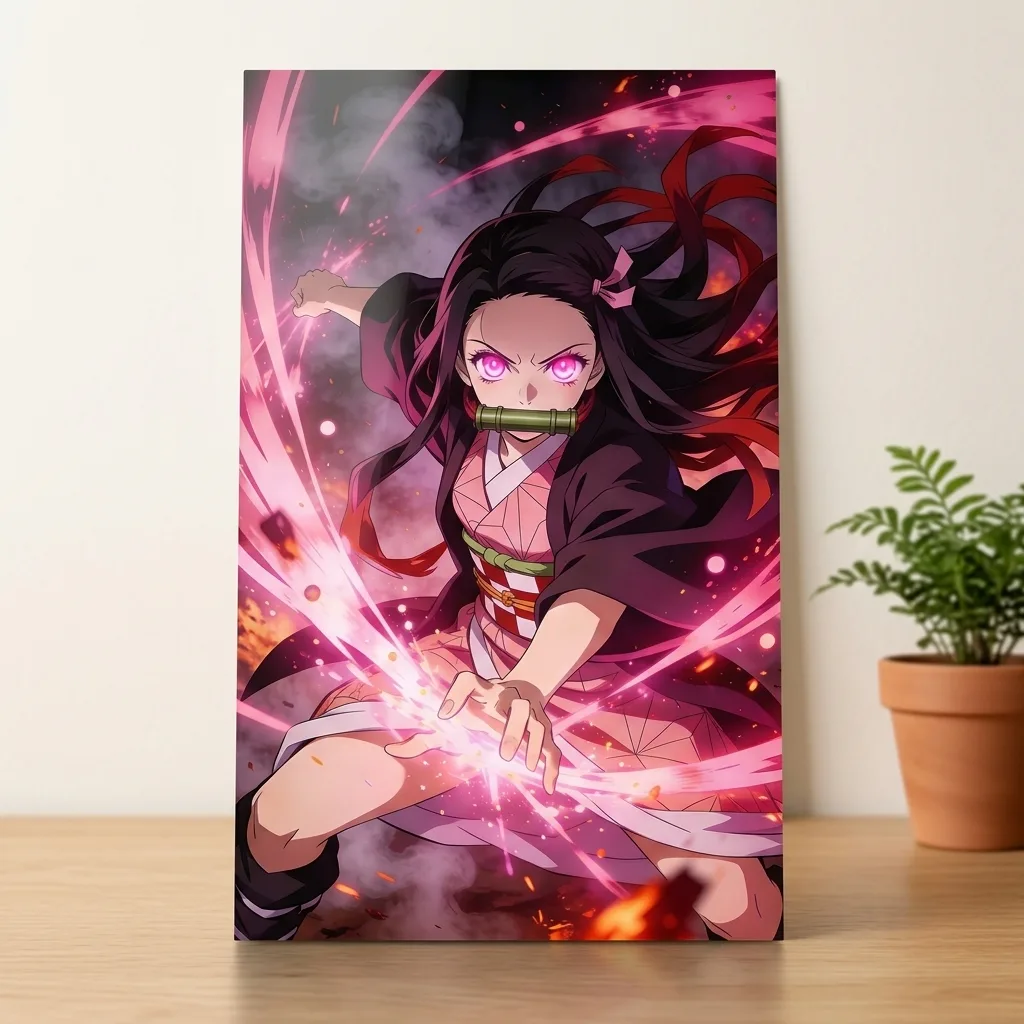 Nezuko Kamado Demon Slayer Metal Poster | Anime Poster — Anime metal print wall art India
