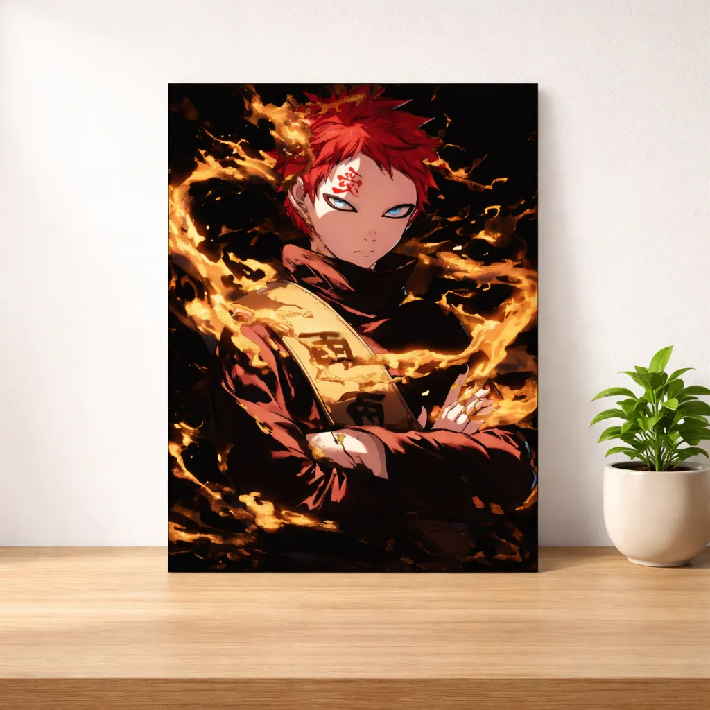 Gaara Sand Aura Metal Wall Art – Premium Glossy Anime Poster — Anime metal print wall art India